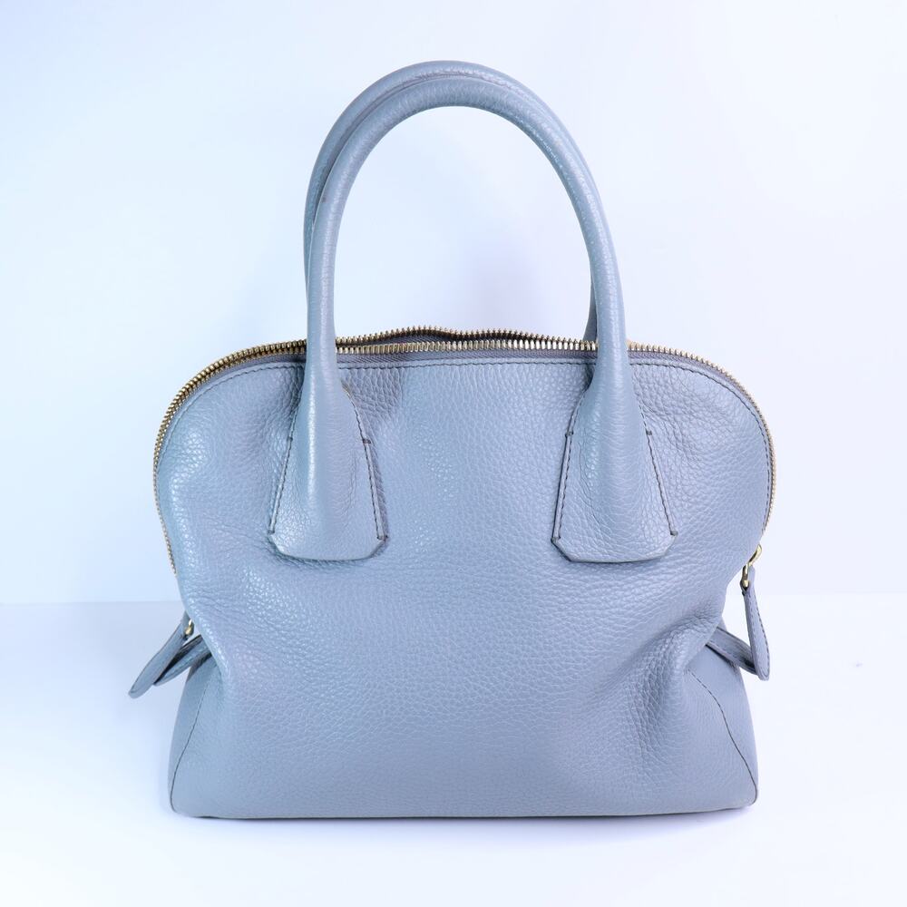 BURBERRY Greenwood Bowling Bag Grey Pebbled Leather with Plaid Lining Crossbody - Picture 3 of 11